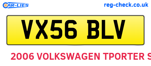 VX56BLV are the vehicle registration plates.