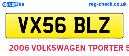 VX56BLZ are the vehicle registration plates.