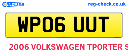 WP06UUT are the vehicle registration plates.