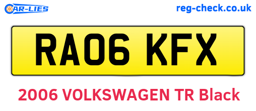 RA06KFX are the vehicle registration plates.