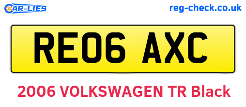 RE06AXC are the vehicle registration plates.