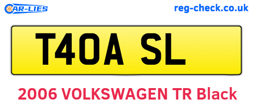 T40ASL are the vehicle registration plates.