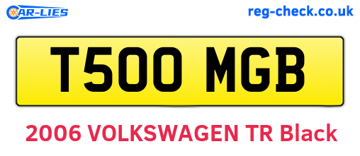 T500MGB are the vehicle registration plates.
