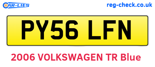 PY56LFN are the vehicle registration plates.