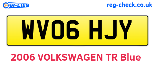 WV06HJY are the vehicle registration plates.