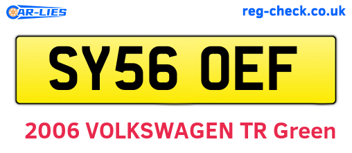 SY56OEF are the vehicle registration plates.