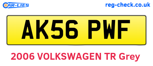 AK56PWF are the vehicle registration plates.