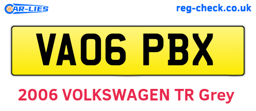 VA06PBX are the vehicle registration plates.