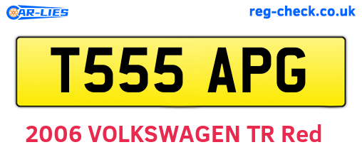 T555APG are the vehicle registration plates.