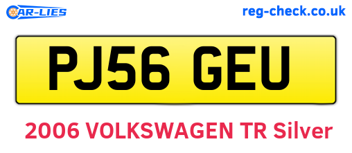 PJ56GEU are the vehicle registration plates.