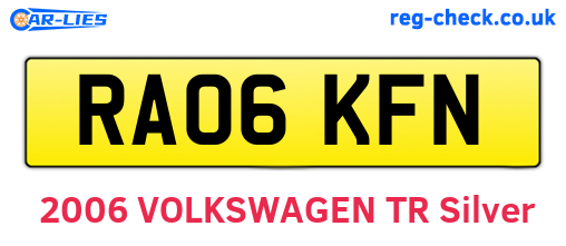 RA06KFN are the vehicle registration plates.