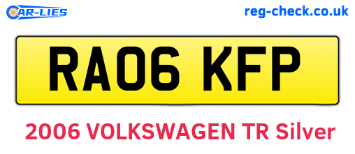 RA06KFP are the vehicle registration plates.