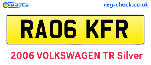 RA06KFR are the vehicle registration plates.