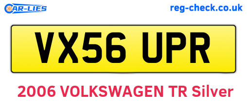 VX56UPR are the vehicle registration plates.