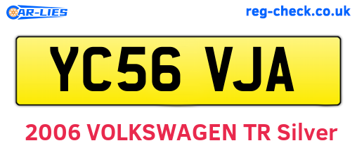 YC56VJA are the vehicle registration plates.