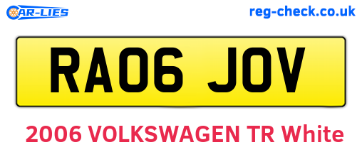 RA06JOV are the vehicle registration plates.