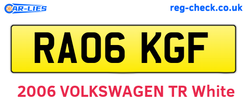 RA06KGF are the vehicle registration plates.