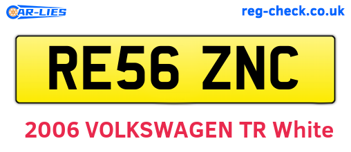 RE56ZNC are the vehicle registration plates.