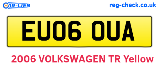 EU06OUA are the vehicle registration plates.