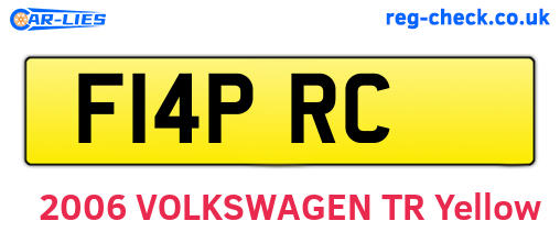 F14PRC are the vehicle registration plates.