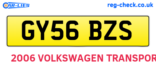 GY56BZS are the vehicle registration plates.