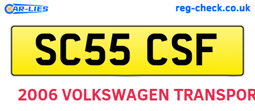 SC55CSF are the vehicle registration plates.
