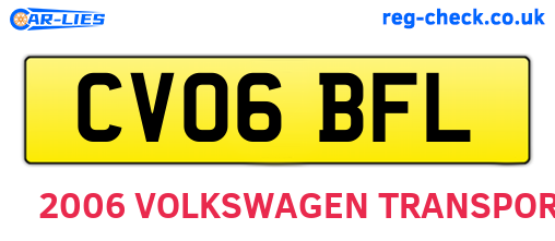 CV06BFL are the vehicle registration plates.