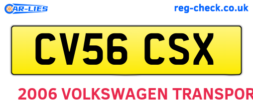 CV56CSX are the vehicle registration plates.