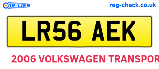 LR56AEK are the vehicle registration plates.