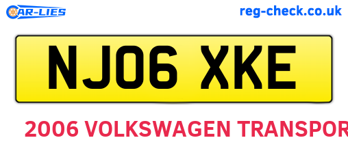 NJ06XKE are the vehicle registration plates.