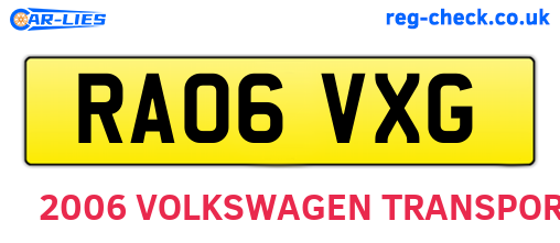 RA06VXG are the vehicle registration plates.