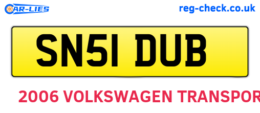 SN51DUB are the vehicle registration plates.