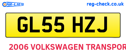 GL55HZJ are the vehicle registration plates.