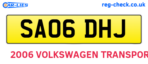 SA06DHJ are the vehicle registration plates.