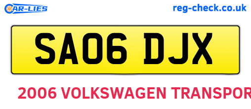 SA06DJX are the vehicle registration plates.