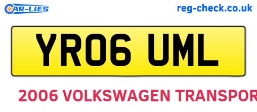 YR06UML are the vehicle registration plates.