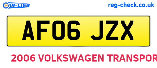 AF06JZX are the vehicle registration plates.