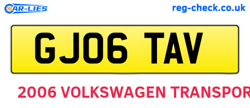 GJ06TAV are the vehicle registration plates.