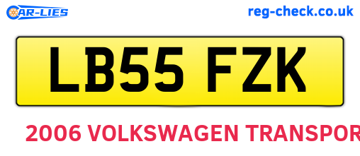 LB55FZK are the vehicle registration plates.