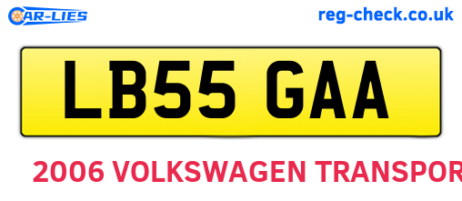 LB55GAA are the vehicle registration plates.