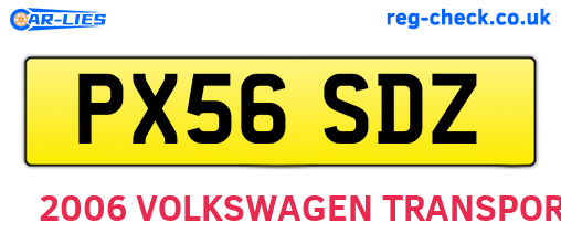 PX56SDZ are the vehicle registration plates.