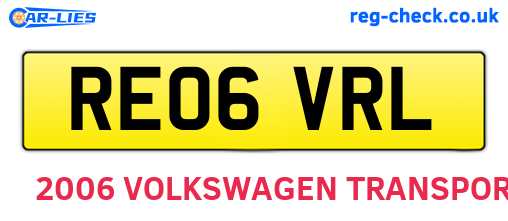 RE06VRL are the vehicle registration plates.