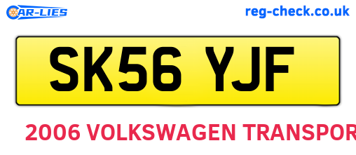 SK56YJF are the vehicle registration plates.