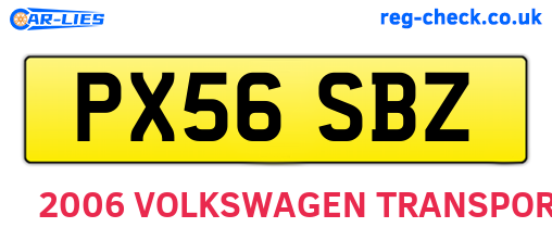 PX56SBZ are the vehicle registration plates.