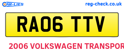 RA06TTV are the vehicle registration plates.