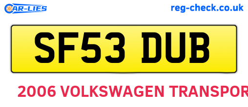 SF53DUB are the vehicle registration plates.