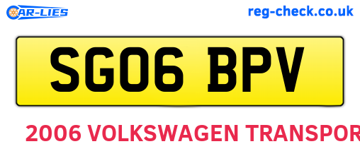 SG06BPV are the vehicle registration plates.