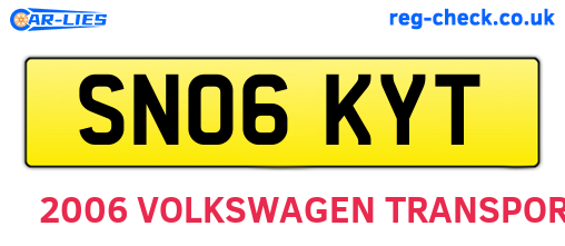 SN06KYT are the vehicle registration plates.