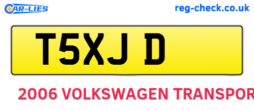 T5XJD are the vehicle registration plates.