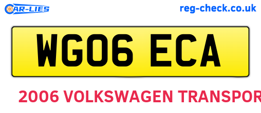 WG06ECA are the vehicle registration plates.